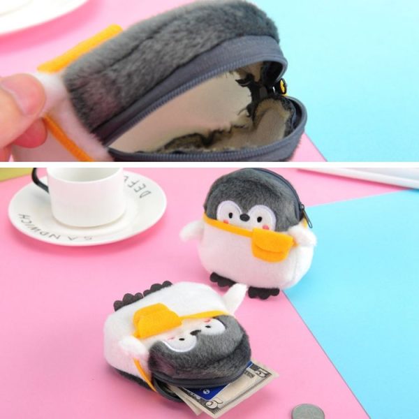 2pcs Cute Little Penguin Coin Purse Lipstick Data Cable Bag (9x8.5x4cm) - Image 4