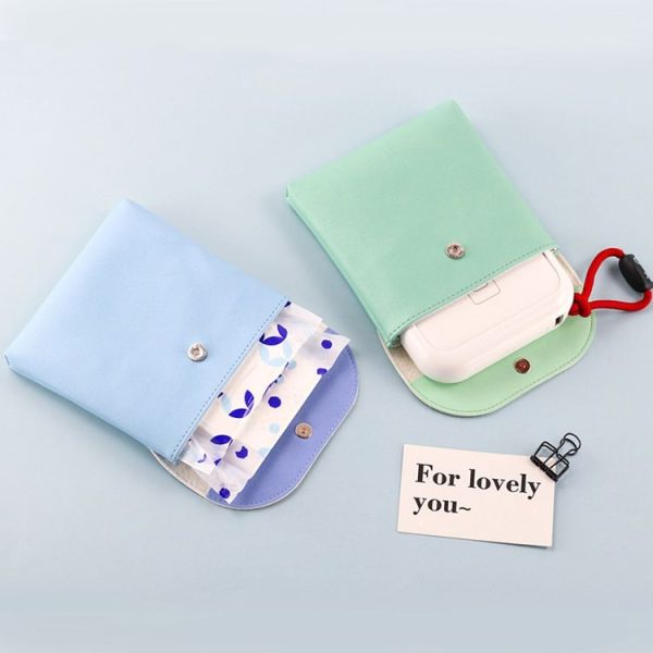 D9900 Simple Lipstick Bag PU Leather Sanitary Storage Bags (Blue) - Image 6