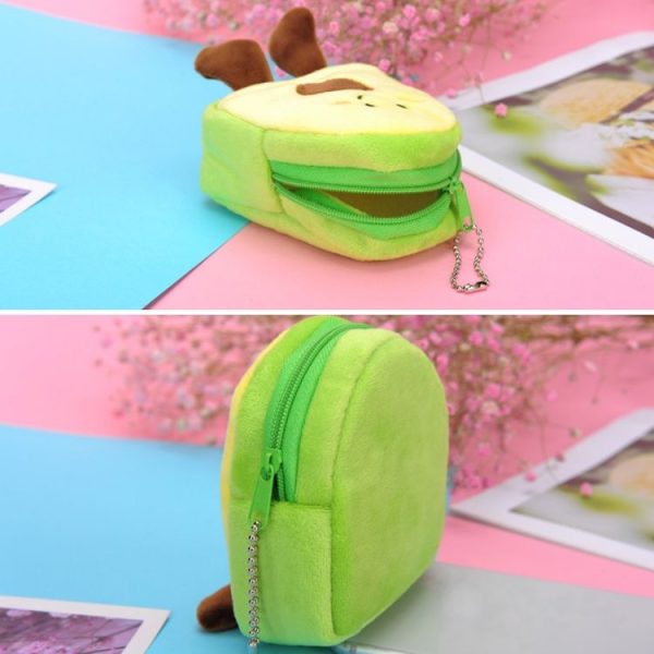 Avocado Fruit Schoolbag Shape Coin Purse Lipstick Data Line Bag (9x8.5x4cm) - Image 3