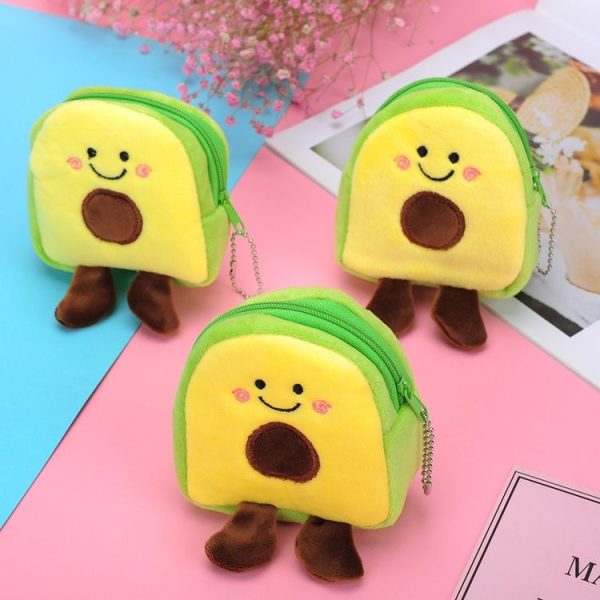 Avocado Fruit Schoolbag Shape Coin Purse Lipstick Data Line Bag (9x8.5x4cm) - Image 5