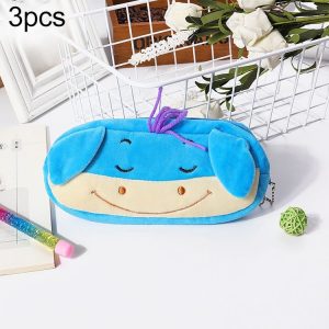 3pcs Children Cute Animal Plush Pencil Bag Stationery Storage Bag, Color: Donkey
