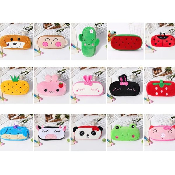 3pcs Children Cute Animal Plush Pencil Bag Stationery Storage Bag, Color: Bowl Pig - Image 2