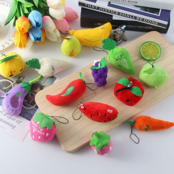 5pcs Cute Fruit And Vegetable Plush Bag Pendant Key Chain, Size: 10cm (Pineapple) - Image 2