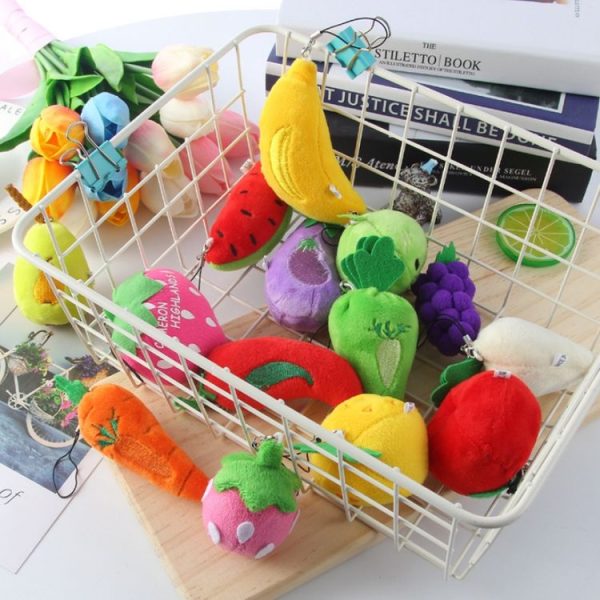 5pcs Cute Fruit And Vegetable Plush Bag Pendant Key Chain, Size: 10cm (Pineapple) - Image 6