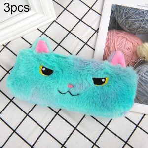 3pcs Laser Color Kitten Plush Student Stationery Pencil Case (Concentration)