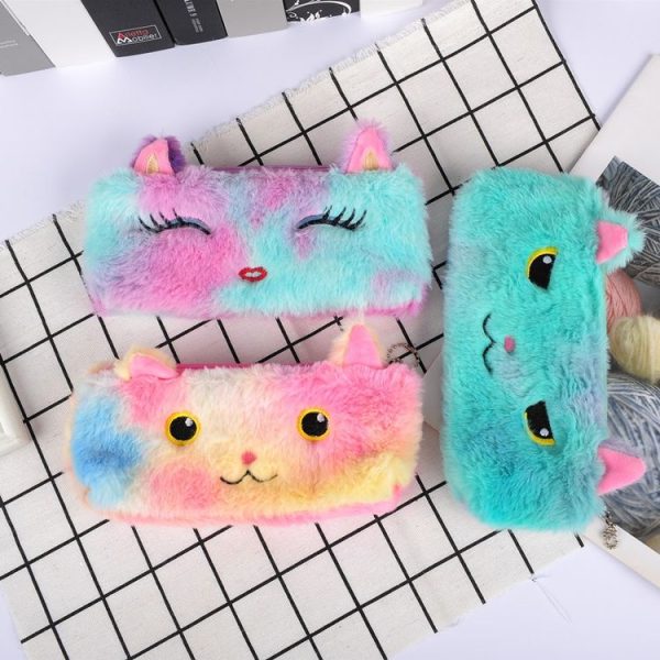 3pcs Laser Color Kitten Plush Student Stationery Pencil Case (Concentration) - Image 4