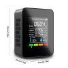 5 In 1 Temperature Humidity TVOC HCHO CO2 Large Screen Display Power Digital Air Quality Monitor (Black) - Image 2