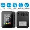 5 In 1 Temperature Humidity TVOC HCHO CO2 Large Screen Display Power Digital Air Quality Monitor (Black) - Image 3