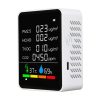 ZN-2COWT 6 In 1 PM2.5 Infrared Sensor CO2 Formaldehyde TVOC Temperature Humidity Detector (White)
