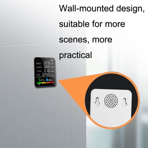 ZN-2COWT 6 In 1 PM2.5 Infrared Sensor CO2 Formaldehyde TVOC Temperature Humidity Detector (White) - Image 4