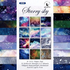 6 Inch 24 Sheets Scrapbooking Background Paper Art Handmade Crafts (Watercolor Starry Sky)