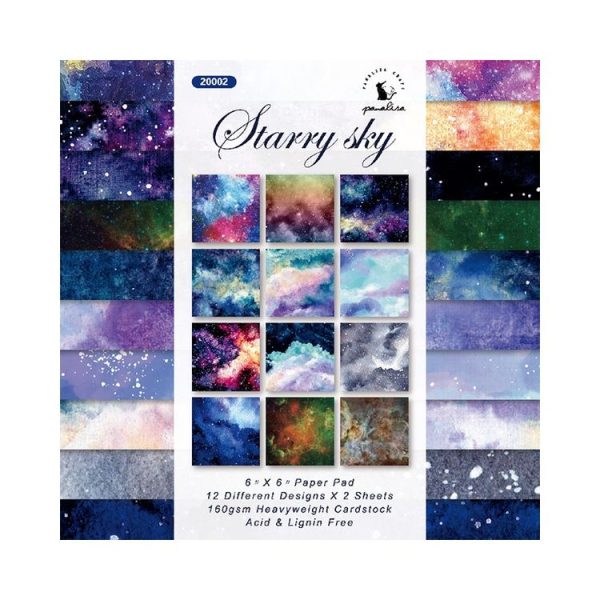 6 Inch 24 Sheets Scrapbooking Background Paper Art Handmade Crafts (Watercolor Starry Sky) - Image 2