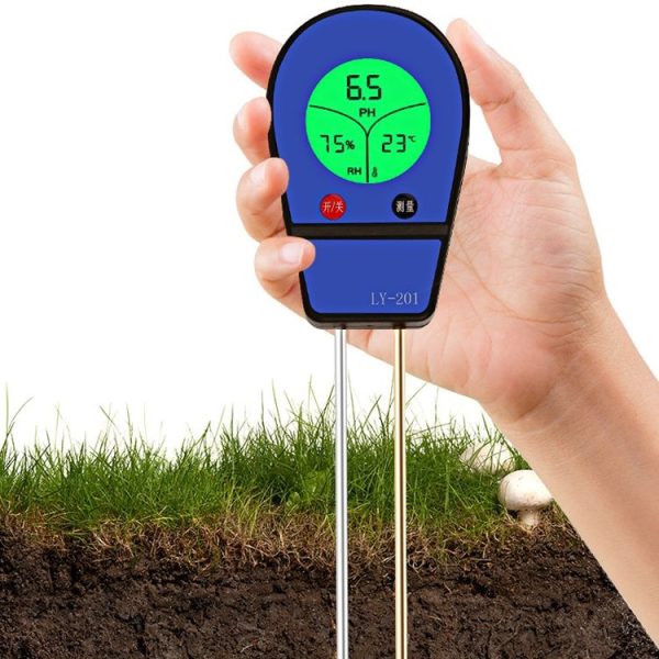 LY201 Soil PH Testing Instrument Moisture and Humidity Tester Gardening Planting Thermometer (Blue)