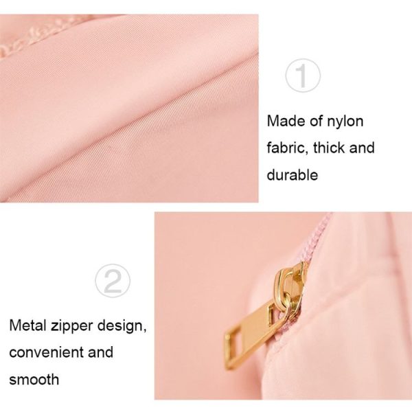 H6572 Letter Embroidered Nylon Travel Toiletry Bag Portable Cosmetic Bag (Pink) - Image 4