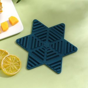 Folding Pot Cushion Silicon Tea Cup Insulation Pad House Table Non-slip Place Mats (Royal Blue)