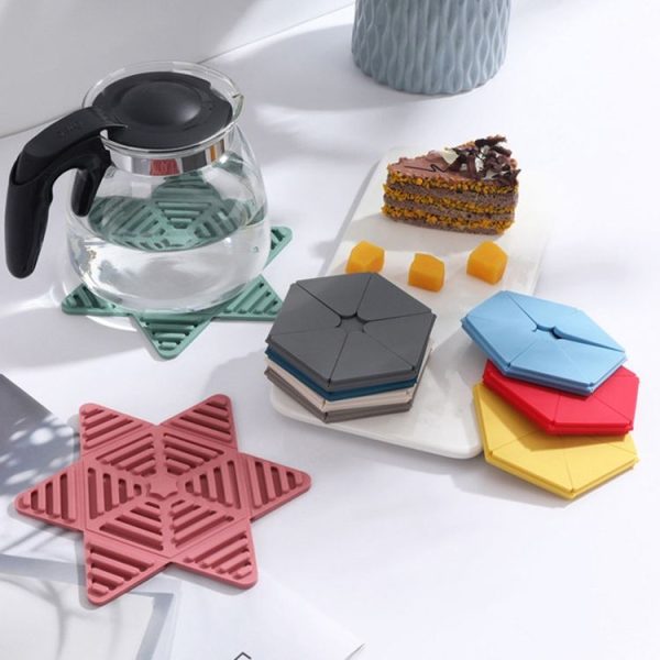 Folding Pot Cushion Silicon Tea Cup Insulation Pad House Table Non-slip Place Mats (Royal Blue) - Image 6
