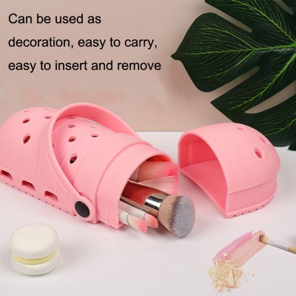 Portable Makeup Pen Storage Frame Multifunctional Silicone Makeup Tool Storage Box (Pink) - Image 6
