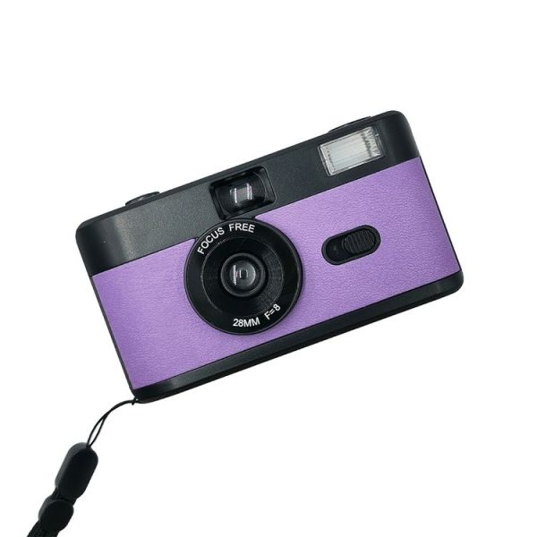 R2-FILM Retro Manual Reusable Film Camera for Children without Film (Black+Purple)