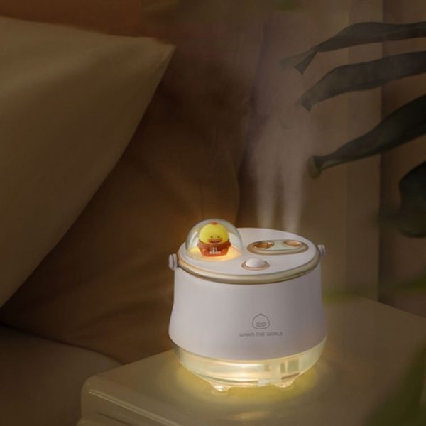 ICARER FAMILY F08 Cartoon Desktop Double Spray Humidifier with Night Light, Spec: Plug-in (White) - Image 2
