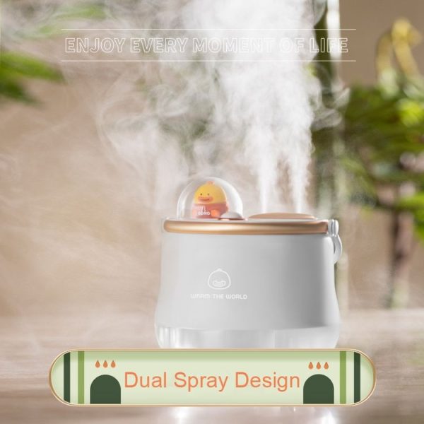 ICARER FAMILY F08 Cartoon Desktop Double Spray Humidifier with Night Light, Spec: Plug-in (White) - Image 3