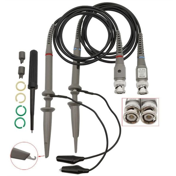 2pcs P6100 Oscilloscope Probe DC-100MHz BNC Connectors Scope Clip Probe