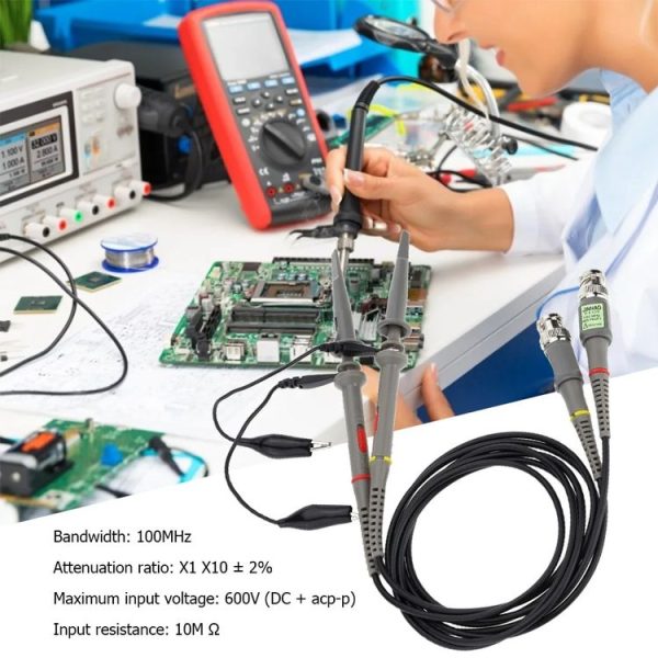 2pcs P6100 Oscilloscope Probe DC-100MHz BNC Connectors Scope Clip Probe - Image 6
