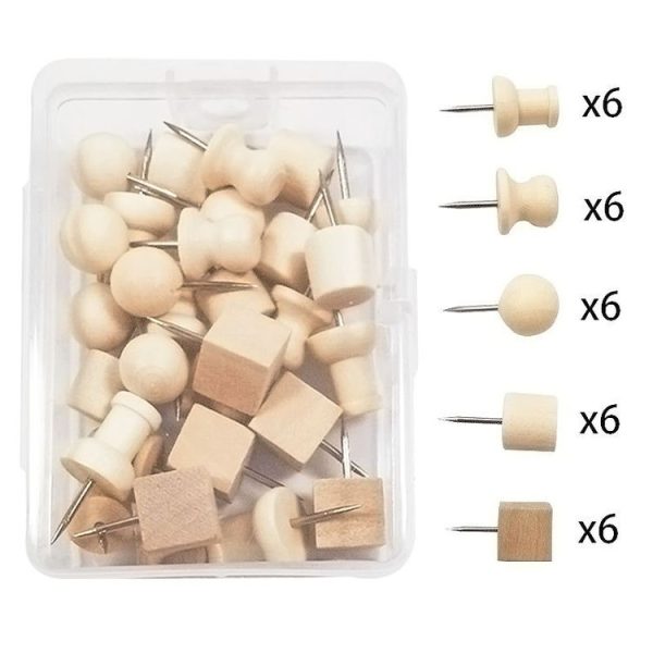 Wooden Log Thumbtack Set Sticky Note Fixed Tack, Specification: 5 Grid Box - Image 2