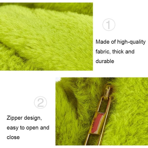 H6725 Autumn and Winter Rabbit Fleece Handbag Knotted Plush Tote (Ginger) - Image 4