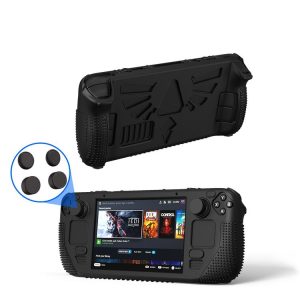Steam Deck V V4-1 Pocket Consoles Silicone Non-slip Protective Case with Holder Function (Black)