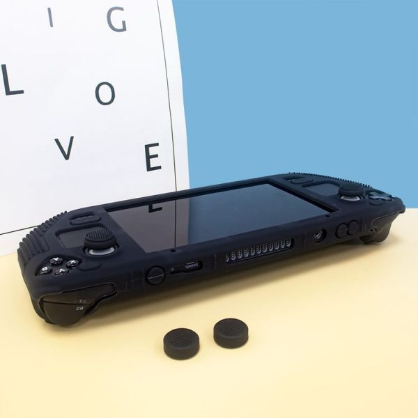 Steam Deck V V4-1 Pocket Consoles Silicone Non-slip Protective Case with Holder Function (Black) - Image 2