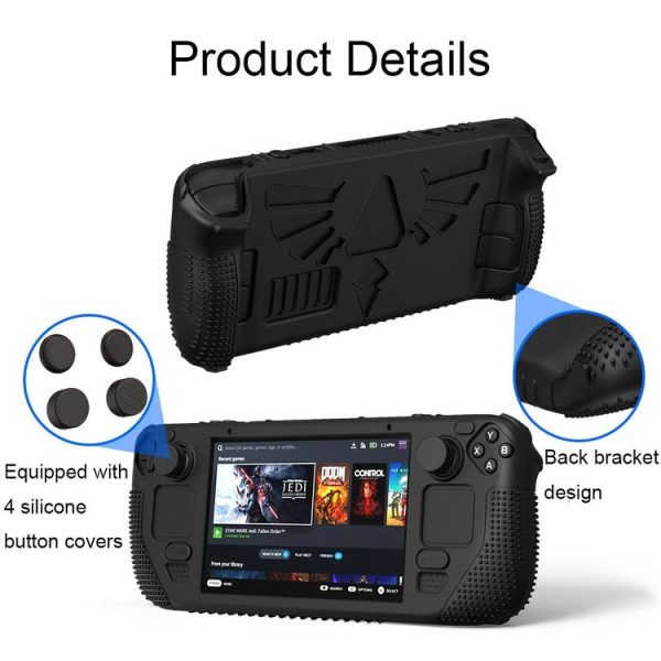 Steam Deck V V4-1 Pocket Consoles Silicone Non-slip Protective Case with Holder Function (Black) - Image 5