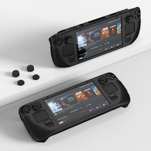 Steam Deck V V4-1 Pocket Consoles Silicone Non-slip Protective Case with Holder Function (Black) - Image 6