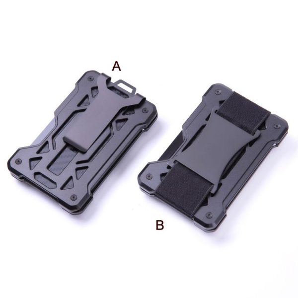 AirTag Tracker Card Holder Metal Anti-Theft RFID Wallet (B Model Black) - Image 2