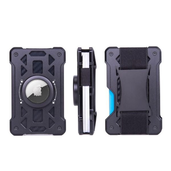 AirTag Tracker Card Holder Metal Anti-Theft RFID Wallet (B Model Black) - Image 3