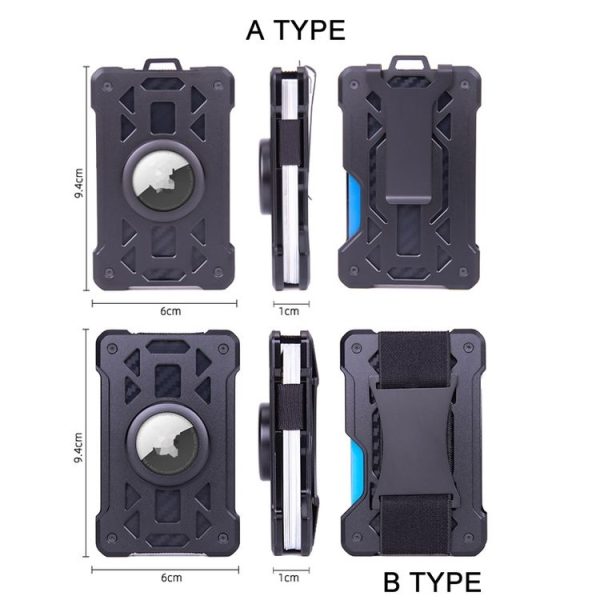 AirTag Tracker Card Holder Metal Anti-Theft RFID Wallet (B Model Black) - Image 4