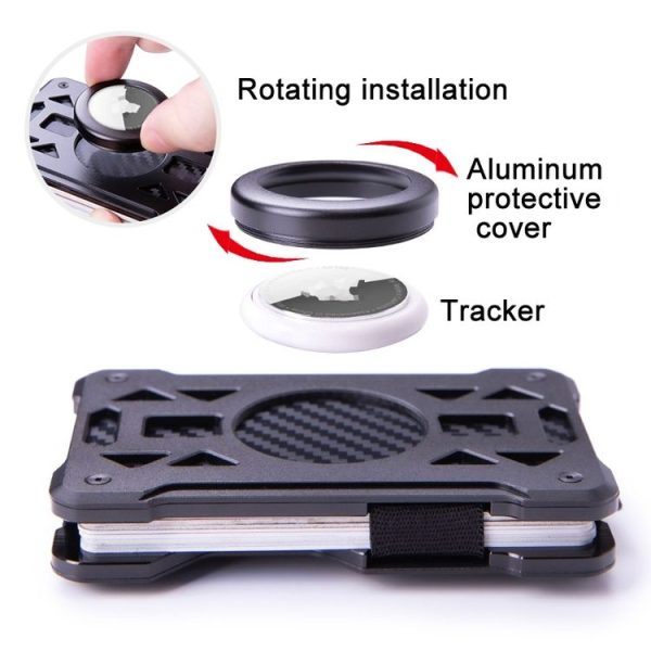 AirTag Tracker Card Holder Metal Anti-Theft RFID Wallet (B Model Black) - Image 5