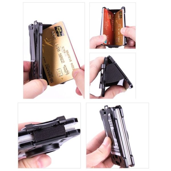 AirTag Tracker Card Holder Metal Anti-Theft RFID Wallet (B Model Black) - Image 6