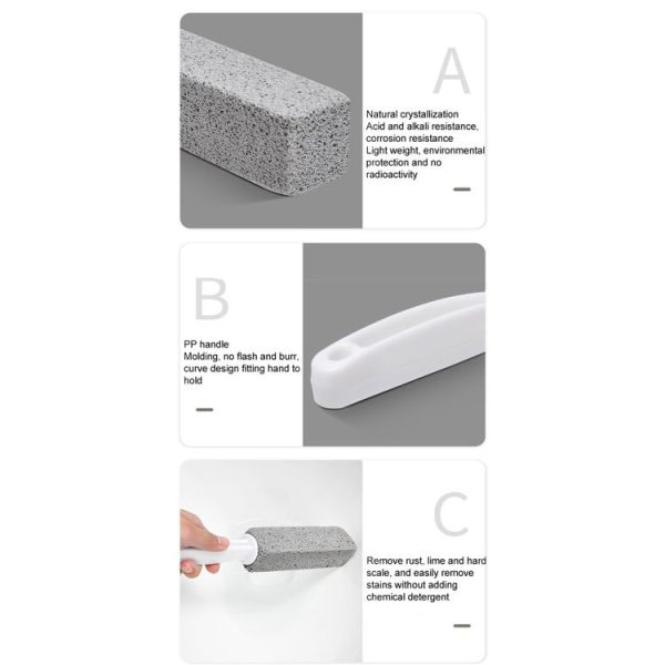 Pumice Toilet Brush Sink Scale Removal Rust Cleaning Brush Bathroom Oven Tile Stain Removal Stick (Grey) - Image 4