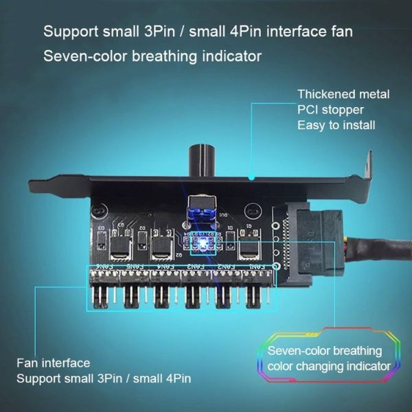 PIC Bit Case Cooling Fan Control Switch PWM 6 Way Computer Fan Speed Controller (Big 4Pin) - Image 2