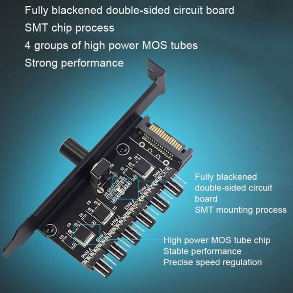 PIC Bit Case Cooling Fan Control Switch PWM 6 Way Computer Fan Speed Controller (Big 4Pin) - Image 4