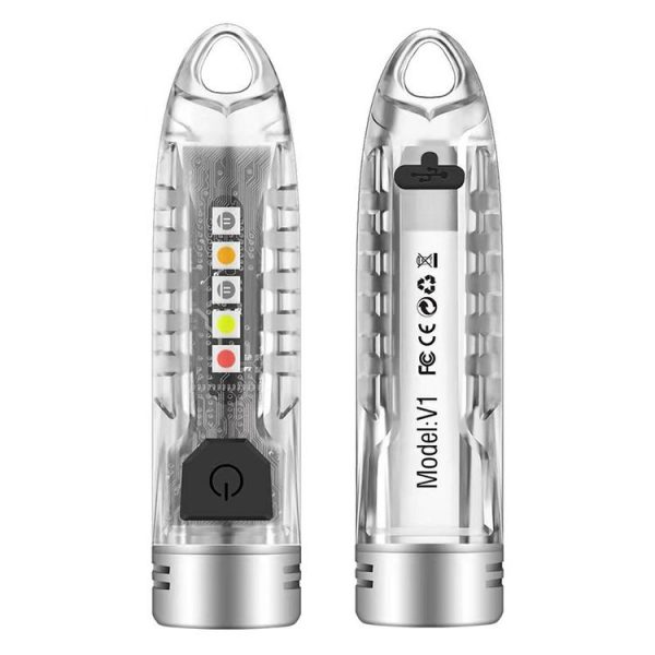 V1 Keychain Lantern Mini Light Flashlight Multifunctional Outdoor Home Flashlight (Transparent White) - Image 2