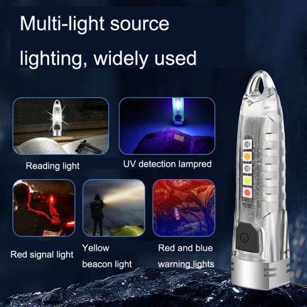 V1 Keychain Lantern Mini Light Flashlight Multifunctional Outdoor Home Flashlight (Transparent White) - Image 4