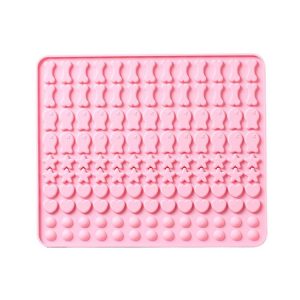 130 Grids Silicone Mat Baking Mold Mini Pet Snacks Dog Food Baking Pan Mold Biscuit Cake Mold (Pink)