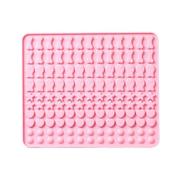 130 Grids Silicone Mat Baking Mold Mini Pet Snacks Dog Food Baking Pan Mold Biscuit Cake Mold (Pink)