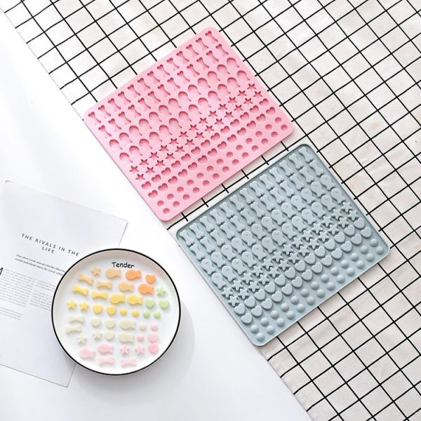 130 Grids Silicone Mat Baking Mold Mini Pet Snacks Dog Food Baking Pan Mold Biscuit Cake Mold (Pink) - Image 2