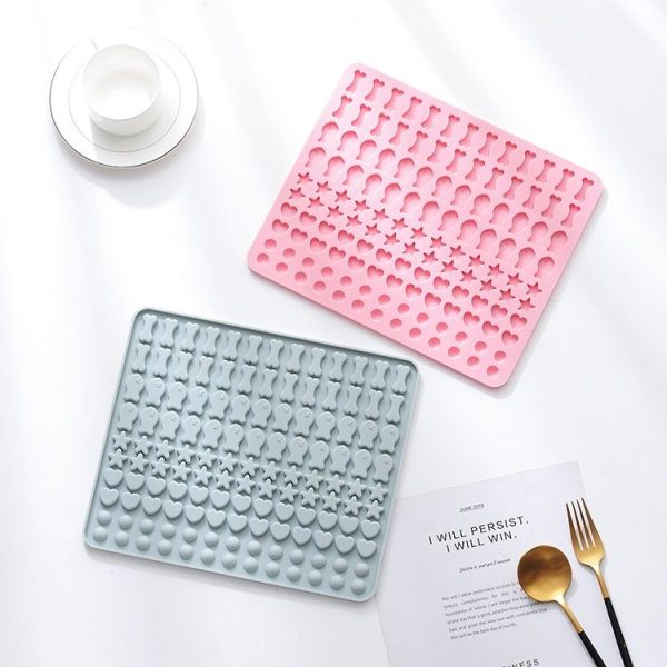 130 Grids Silicone Mat Baking Mold Mini Pet Snacks Dog Food Baking Pan Mold Biscuit Cake Mold (Pink) - Image 3
