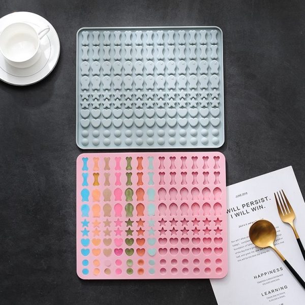 130 Grids Silicone Mat Baking Mold Mini Pet Snacks Dog Food Baking Pan Mold Biscuit Cake Mold (Pink) - Image 4