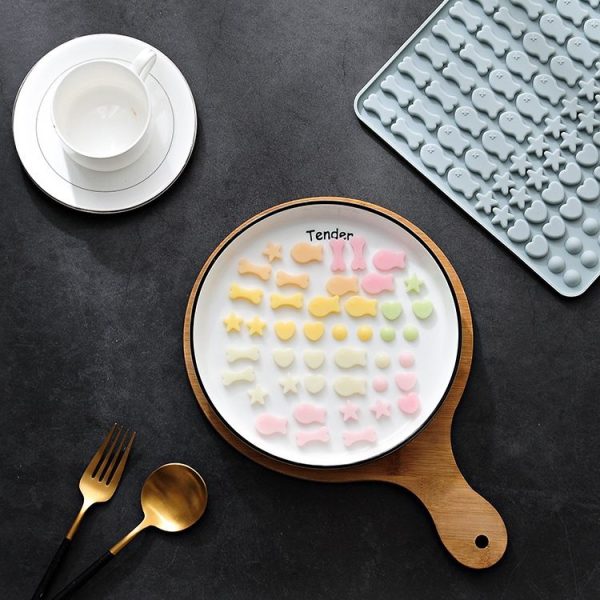 130 Grids Silicone Mat Baking Mold Mini Pet Snacks Dog Food Baking Pan Mold Biscuit Cake Mold (Pink) - Image 5