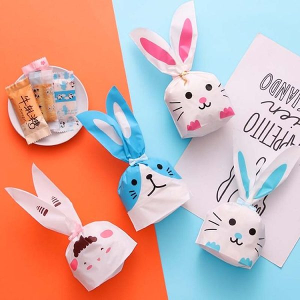 1bag Cartoon Rabbit Ears Gift Packaging Bags Candy Baking Snowflake Cookies Bags, Size: 13x23cm (Blue Cat) - Image 2