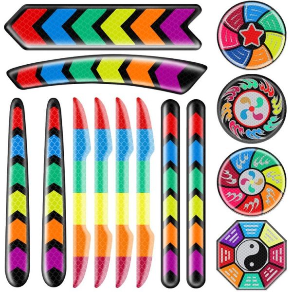 Car Door Anti-Collision Scrape And Rearview Mirror Colorful Safety Warning Reflective Sticker, Style: Glue Model Colorful Flames - Image 2